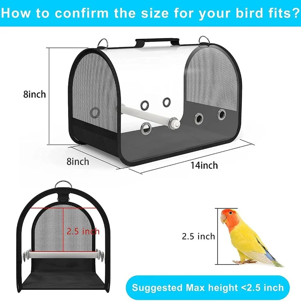 Final Sale- Small Animal Carrier Breathable Travel Cage W/Perch Mesh Folding Bag